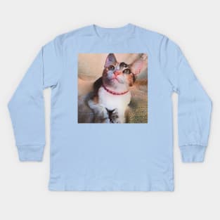 THE ADORABLE LOOK CAT Kids Long Sleeve T-Shirt